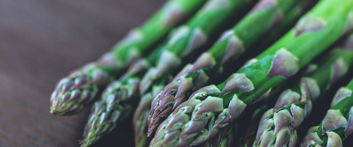 Fresh green asparagus spears close up
